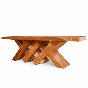 Modern Minimalist Style Straight Edge Suar <b>Wood</b> Dining <b>Table</b> with Cross X Base Legs <b>Solid</b> <b>Wood</b> for Restaurant and Hotel Use - Product Image 3