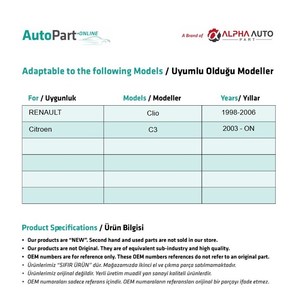 Poulie de lève-vitre arrière pour Renault Clio 2 Citroën C3 - DROITE-GAUCHE - Product Image 2
