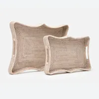 Beau plateau de pétoncle en rotin Table de chevet en rotin moderne Table de pétoncle en rotin 2025 personnaliser la taille paquet de couleur de HNH Craft