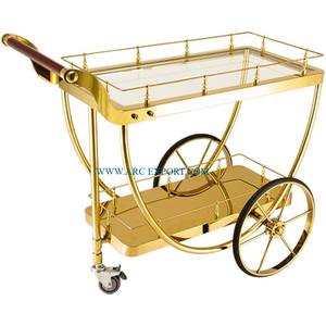 Carrito de servicio de comida y postre decorativo para el hogar más vendido Carrito de servicio de comida grande de lujo de 2 niveles más vendido de la India - Product Image 2