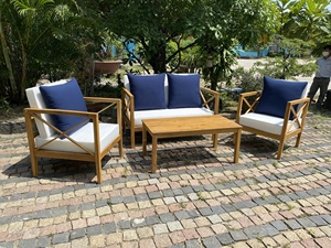 Modern Wooden Garden Sofa <b>Set</b> 2023 Outdoor Dining Furniture for Apartment Villa Living Room Courtyard Warehouse Hotel Home - Product Image 5