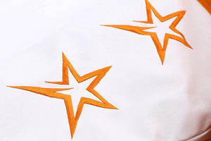 Venta al por mayor logotipo personalizado de lana de chenilla bordado béisbol Letterman chaquetas hombres Vintage en blanco naranja cuero manga Varsity chaqueta - Product Image 2