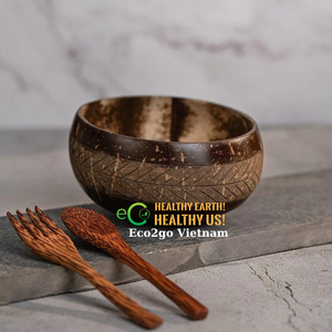 Cuenco de cáscara de coco ecológico natural, cuenco de fideos para ensalada de frutas de coco, cuenco de madera hecho a mano para niños, hecho en Vietnam - Product Image 5
