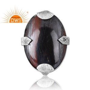 Anillo de piedras preciosas de hierro de ojo de tigre Natural de Plata de Ley 925 más vendido Fabricante de joyería personalizada - Product Image 3