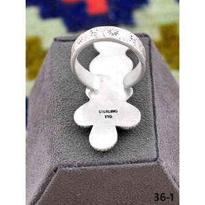 Bague ajustable artisanale du Sud-Ouest en turquoise Kingman, argent sterling et or rose 18 carats, sertie clos, cadeau pour pierres précieuses naturelles - Product Image 4