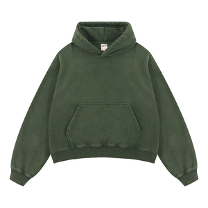 Sweat à capuche d'hiver pour hommes délavé à l'acide de haute qualité personnalisé recadrée Boxy 100% coton Streetwear respirant Vintage en détresse soleil délavé - Product Image 3