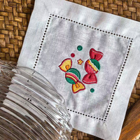 Ensemble de serviettes de cocktail carrées personnalisées en tissu, avec logo brodé sur mesure, pour bar, avion, durables et réutilisables