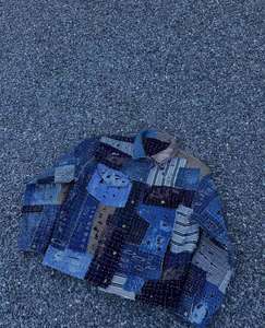 Vestes amples et ajustées pour hommes, imprimées patchwork, sur mesure, vente <span class=keywords><strong>en</strong></span> gros d'usine, vestes <span class=keywords><strong>en</strong></span> <span class=keywords><strong>jean</strong></span> de luxe pour l'hiver, design de créateur - Product Image 5