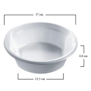 Confezione da 50 ciotole e piatti in plastica riciclabili da 800cc bianchi da 17cm 4.8cm cibo caldo/freddo usa e getta in confezioni da 50/500/1000 - Product Image 2