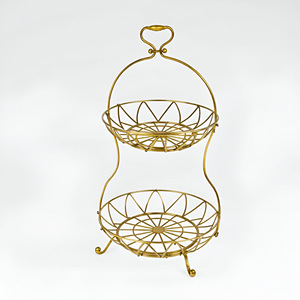 Vintage Spice Rack Gold Tiered Basket Stand: Elegant Display and Storage Solution for Antique-Inspired Home Decor Cabinet - Product Image 3