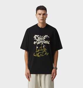 Camiseta de algodón 100% para hombre, de gran tamaño con cuello redondo Camiseta holgada, camisetas informales para hombre, cómodas y elegantes - Product Image 1