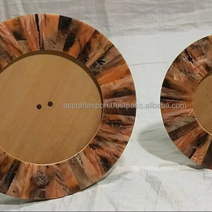 Meilleures ventes Miroir rond en résine et bois fait main de haute qualité Ensemble de 2 pièces Design pour la décoration de la maison ou de l'hôtel En provenance d'Inde - Product Image 2