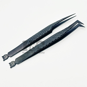 Pinzas para pestañas con diseño de gato nuevo con punta puntiaguda negra, pinzas de extensión de estilo inferior, logotipo de visón de embalaje sostenible - Product Image 5