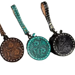 OEM ODM Unisex Compact Bohemian Leather Coin <b>Purse</b> Premium Polyester Lining Durable Lightweight <b>RFID</b> Secure Zipper Spring Summer - Product Image 1