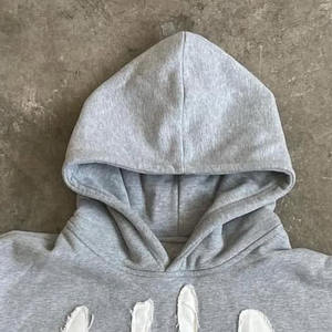 Couper et coudre pull à capuche couleur bloc conception coton mélangé matériel ODM approvisionnement hommes détresse broderie à capuche - Product Image 4