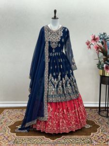 Dernier créateur Lourd Faux Georgette Broderie Séquence Travail Lahenga Costume Adultes Haute Qualité FabZone Ethnique Fête Festive Wear - Product Image 5