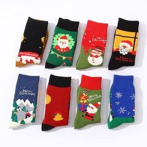 Haute qualité 80% coton 15% Spandex 5% Nylon unisexe à motifs bonneterie fête de noël Jacquard équipage chaussettes pour hommes femmes - Product Image 1