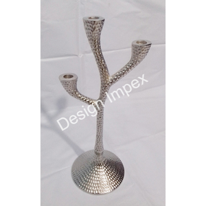 Candelabro decorativo para Festival de vacaciones, planta de aluminio fundido con revestimiento de plata con soporte para velas de flores, los mejores precios - Product Image 4