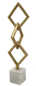 Escultura decoraciones navideñas accesorios de decoración del hogar diseño de hoja de Metal de aluminio base de mármol soporte de esfera para Decoración - Product Image 5