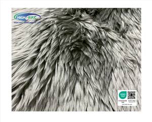 Tissu en fausse fourrure de couleur grise, poil long de 100 mm, tricoté avec un dos en acrylique 100%, vêtements, textiles de maison, directement de l'usine - Product Image 2
