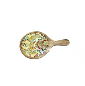 Classic Wooden Enamel Printed Platters Artisan Crafted with Gorgeous Designs Square Shape for Hotel Serving Guest Displaying - Product Image 1