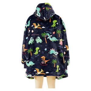 Proveedor de Mantas con Capucha Personalizadas, Manta Usable de Invierno con Bolsillo, Estampado de Dinosaurio, Fábrica de Ropa de Camboya - Product Image 3