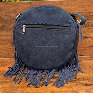 Nuevo bolso de hombro con flecos de cuero de gamuza redondo de moda, venta al por mayor, bolso cruzado bohemio para mujer, bolso circular de estilo vaquera, regalo para ella - Product Image 4