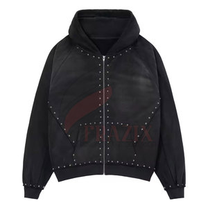 Color sólido superventas hombres cremallera strass sudaderas con capucha algodón mezclado pulóver de calidad superior mejor precio cremallera strass sudaderas con capucha - Product Image 1