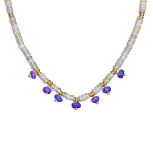 Gargantilla de Plata de Ley 925 con 7 Cuentas, collar de lavanda blanca Natural para mujer, 16 en tamaño para regalo de aniversario o boda - Product Image 1