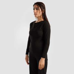 Solid Style Black Asymmetrical Yoga <b>Top</b> Breathable Lightweight Spandex Fitness Wear Plus Size Front Logo Design Fashion Print - Product Image 3