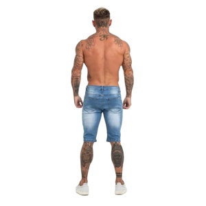 Shorts d'été décontractés grande taille pour hommes, jeans en jean taille moyenne à jambe droite déchirés, jeans déchirés grande taille décontractés pour hommes, vente en gros - Product Image 3