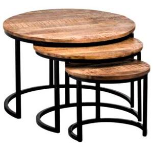 Mesa de centro de madera de lujo moderna, Juego de 2 muebles de sala de estar con acabado de metal de lujo para uso doméstico - Product Image 6