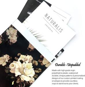 Paquete de 100 Bolsas de Poliéster para Envíos, 25x33cm, Autoadhesivas, Impermeables, Duraderas, 2.3 Mil, Negras con Rosa Blanca, Biodegradables - Product Image 4