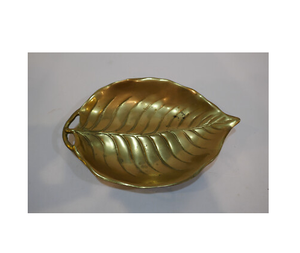 Cuenco decorativo de latón Cuenco decorativo de aluminio de alta calidad Forma de hoja Oro pulido a precio asequible - Product Image 4