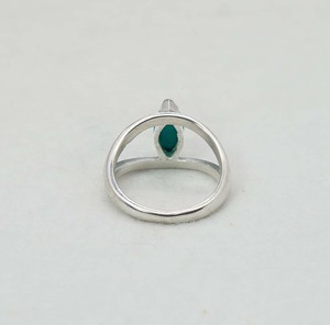 925สีเงินสเตอร์ลิงประดับพลอยเทอร์ควอยซ์พร้อมฐานขอบวงแหวนรอบดวงตารูปวงแหวนพลอยสีเทอร์ควอยซ์ - Product Image 3