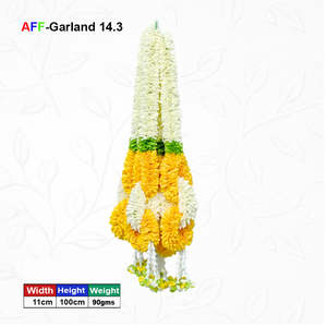 Guirnalda de Flores Artificiales Pequeñas Sakad Ladi Naranja y Blanco AFF-Garland-14.3 Precio Rs.1800/10 piezas - Product Image 1