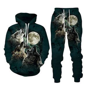 Chándal de punto unisex personalizado, sudadera gruesa con capucha, conjunto de pantalones de chándal pesados y Sudadera con capucha, 100% poliéster - Product Image 4