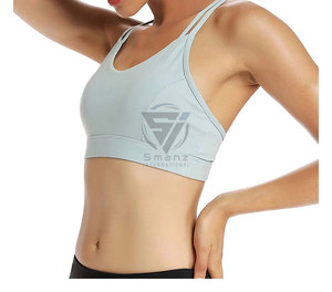 Custom 75%Nylon 25%Spandex High Quality Adjustable Crew Neck Solid High Support Crisscross <b>Straps</b> Lace Fitness Sports <b>Bra</b> - Product Image 3