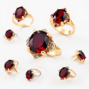 แหวนอินเทรนด์952เงินสเตอร์ลิงสีแดงแหวนเพทายแหวนหมั้นสำหรับผู้หญิงและเด็กผู้หญิงชุบทอง18K - Product Image 5