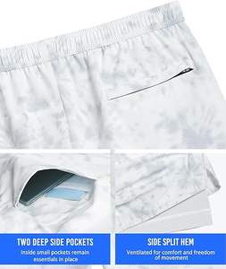 กางเกงขาสั้นออกกำลังกายแบบ 2-in-1 สำหรับผู้ชาย ดีไซน์ใหม่ สำหรับฤดูร้อน ผ้าทึบ เป็นมิตรกับสิ่งแวดล้อม สวมใส่สบาย เหมาะสำหรับวิ่งและเล่นกีฬา - Product Image 5