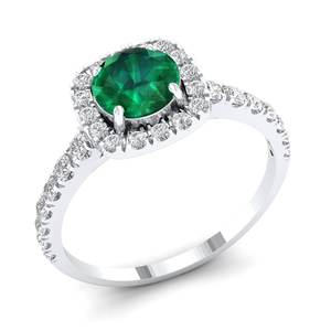 Anillo Halo con Gema de Esmeralda Natural de 0.84 Quilates, Corte Redondo, Plata de Ley 925, Moissanita VVS con Certificado GRA, Joyería Fina - Product Image 2