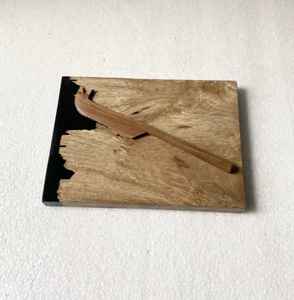 Planche à découper en bois d'acacia véritable et résine, outils de cuisine pour pique-nique, planche à fromage en bois, passe au lave-vaisselle, blocs à découper en bois de 2 cm d'épaisseur - Product Image 3