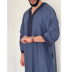 Men's Lightweight Polyester Vintage <b>Moroccan</b> Embroidered Handmade Long Sleeve <b>Thobe</b> Premium Quality Spring Traditional Muslim - Product Image 1