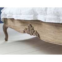 Lit français rustique en bois massif Chateauneuf, design victorien fait main, finition vieillie et patinée, hauteur réglable, tailles complète et queen