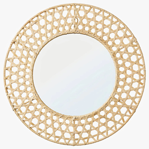 2024 fait à la main rotin arc mur miroir moderne demi-longueur conception en vrac approvisionnement fabriqué inde salle de bain décoratif but acrylique - Product Image 1