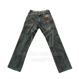 Pantalones casuales de algodón lavado ácido de talla grande para hombre de nueva moda patrón recto ligero cintura media con cierre de mosca de botón en oferta - Product Image 4
