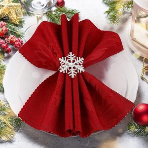 Flocon de neige allemand en argent sterling, rond de serviette en papier Flocon de neige de Noël Anneau de serviette en strass Décoration de table pour les mariages - Product Image 1