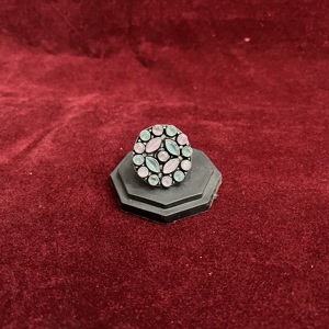 Oxidized Silver <b>Brass</b> Floral Cluster Cute Gemstone <b>Ring</b> for Women Fashion Jewelry - Product Image 2