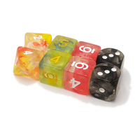 Ensemble de 7 dés carrés en résine de cristal rose avec coins arrondis pour DND et jeux de hasard