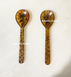 ชุดอุปกรณ์เสิร์ฟสลัดเรซิ่นสีลายเสือดาว ดีไซน์ทันสมัย เกรดอาหาร สำหรับใช้ในบ้าน โรงแรม และครัวเรือน ช้อนสลัดเรซิ่น - Product Image 3